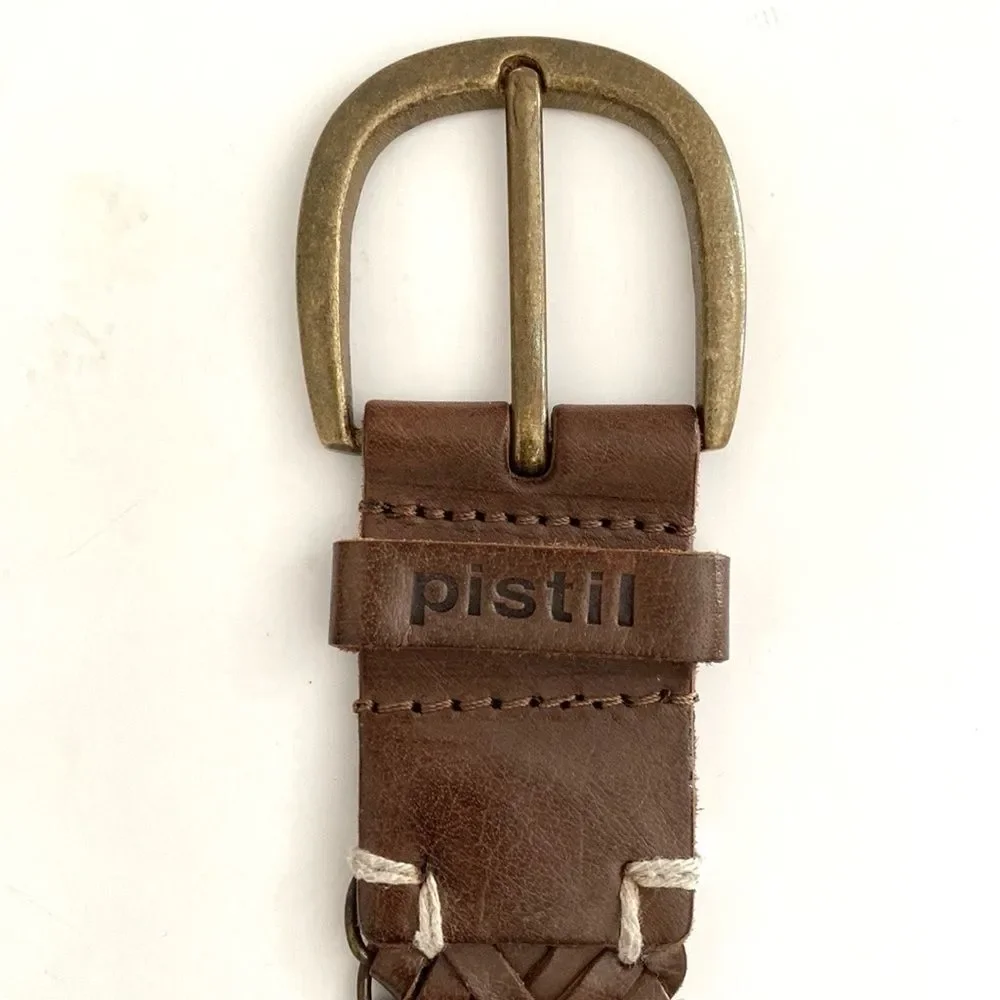 Pistil Brown Leather with chain embellishments Belt sz L Boho Western Pop Star